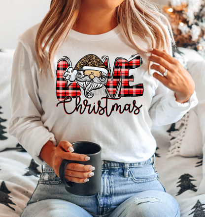 Love Christmas Santa hat buffalo plaid  size  DTF TRANSFERPRINT TO ORDER