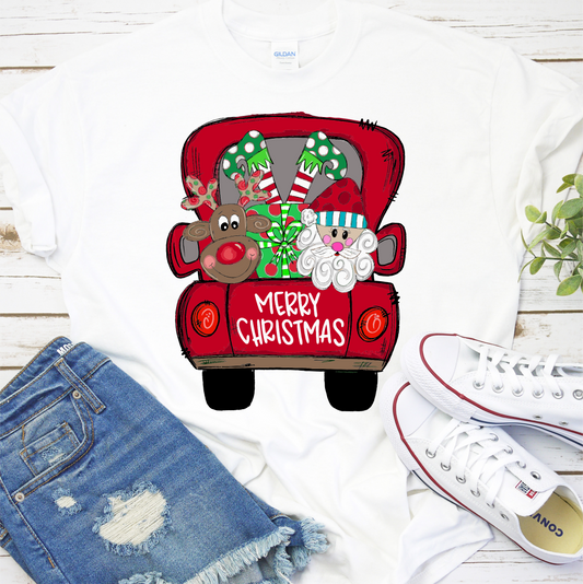 Merry Christmas Truck santa reindeer elf DTF TRANSFERPRINT TO ORDER