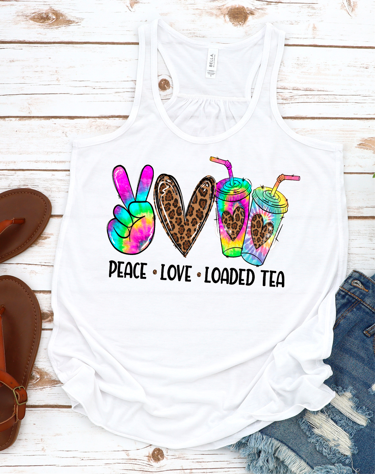Peace Love Loaded Tea  Adult size  DTF TRANSFERPRINT TO ORDER