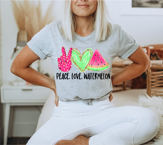 Peace Love Watermelon summer time   size ADULT  DTF TRANSFERPRINT TO ORDER