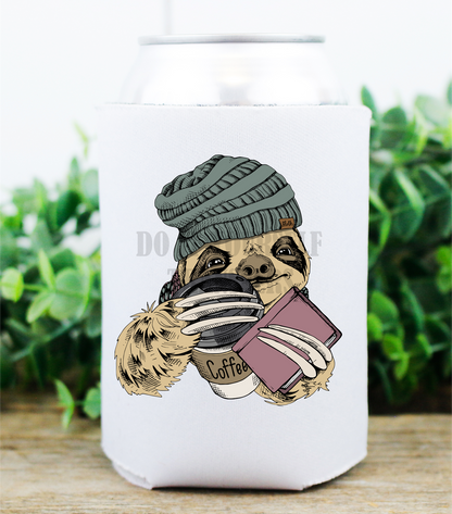 Sloth Book Hat Coffee  / size  DTF TRANSFERPRINT TO ORDER