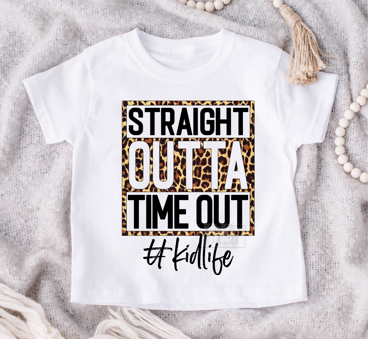 Straight outta time out #kidlife leopard frame  size KIDS 7x9 DTF TRANSFERPRINT TO ORDER