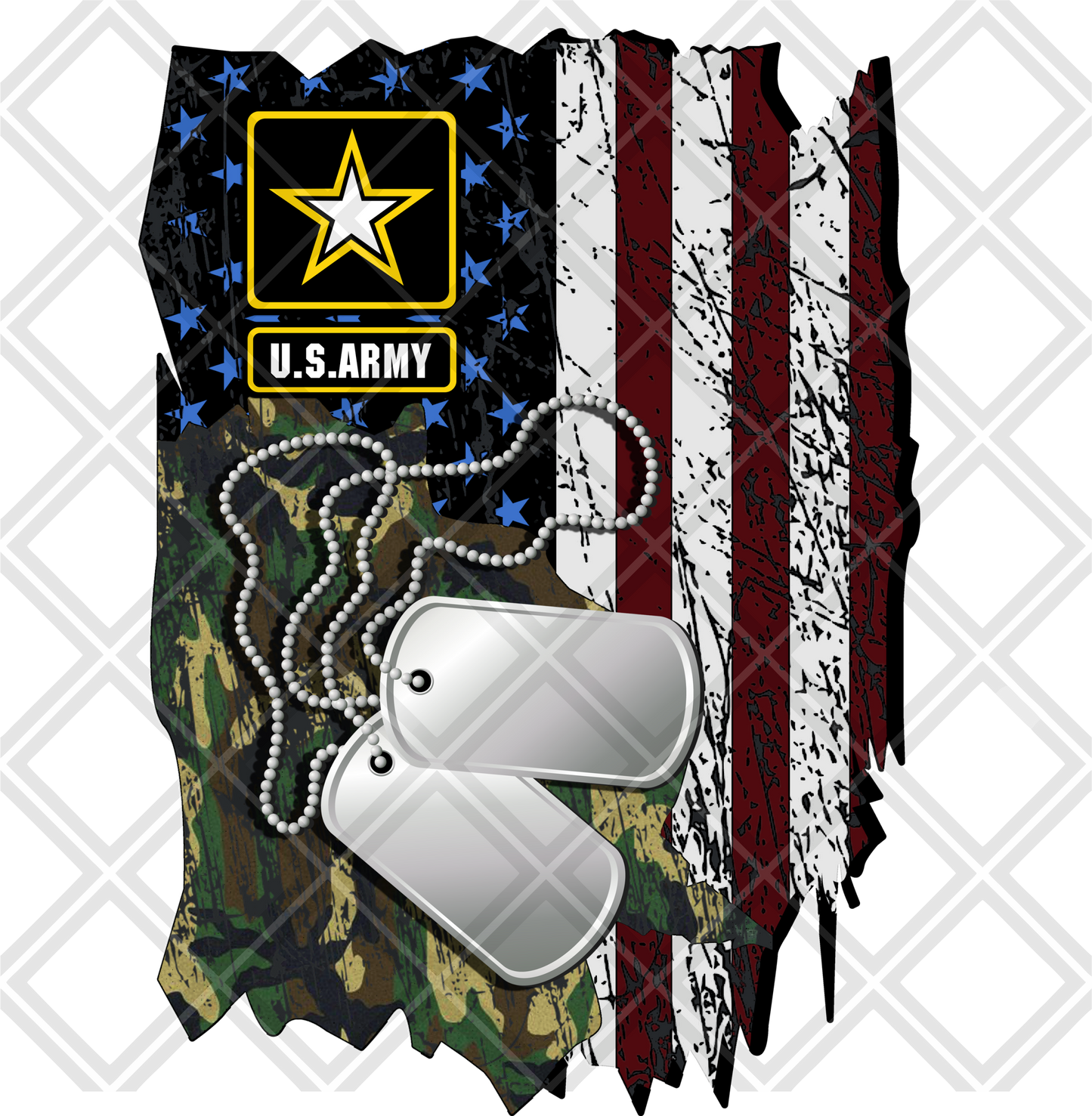 US Army Flag name custom Frame DTF TRANSFERPRINT TO ORDER