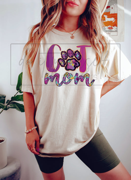 Cat Mom Purple DTF Print to order