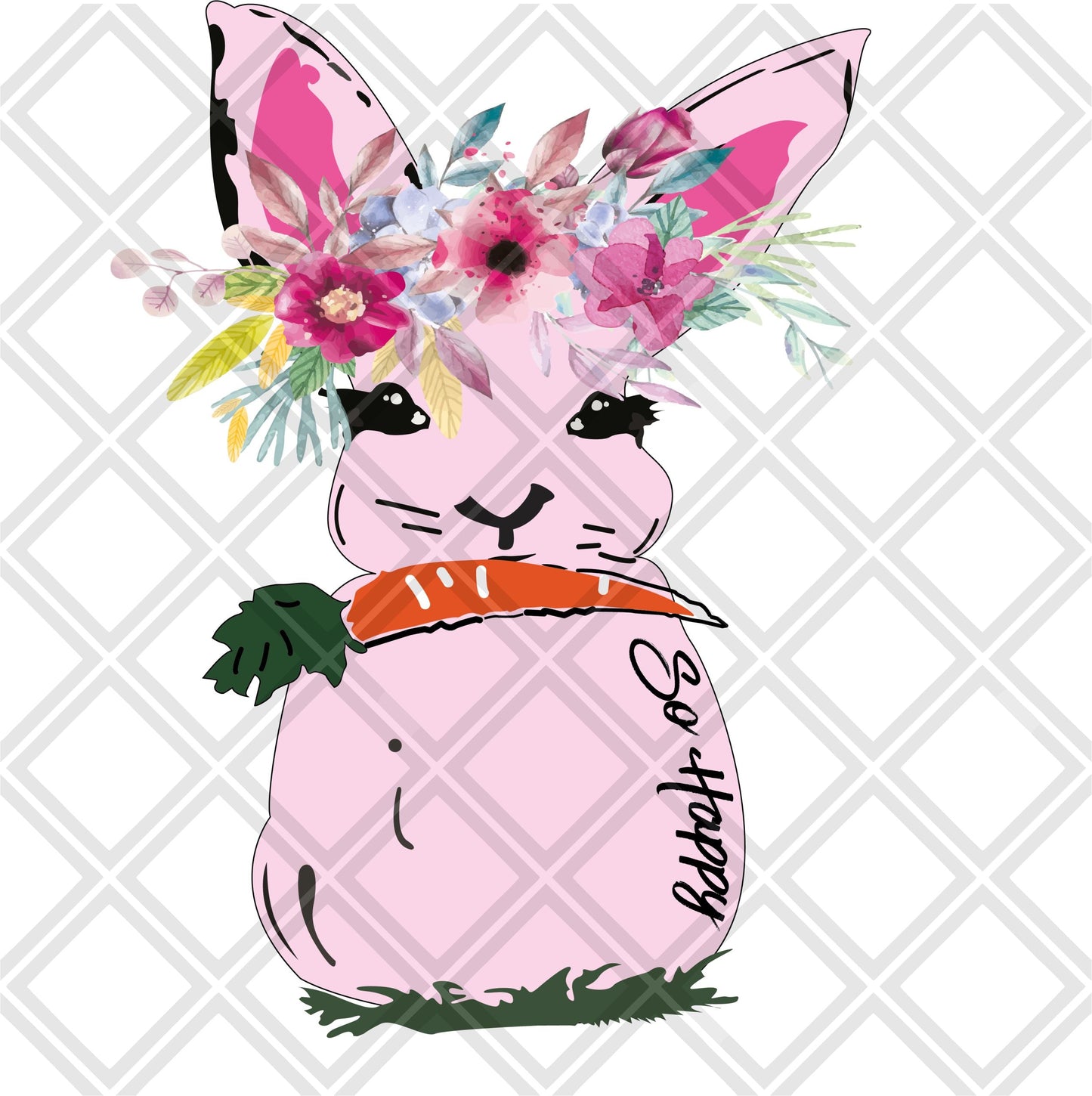 Bunny Water colored pink Easter FRAME Digital Download Instand Download