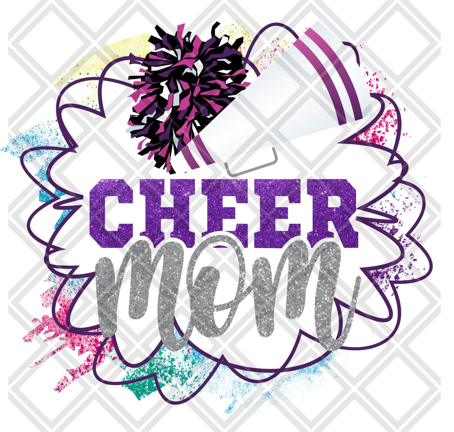 cheer mom purple white frame png Digital Download Instand Download