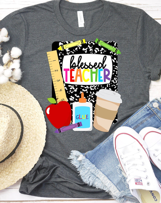 Blessed teacher apple crayon pencil paper DTF TRANSFERPRINT TO ORDER