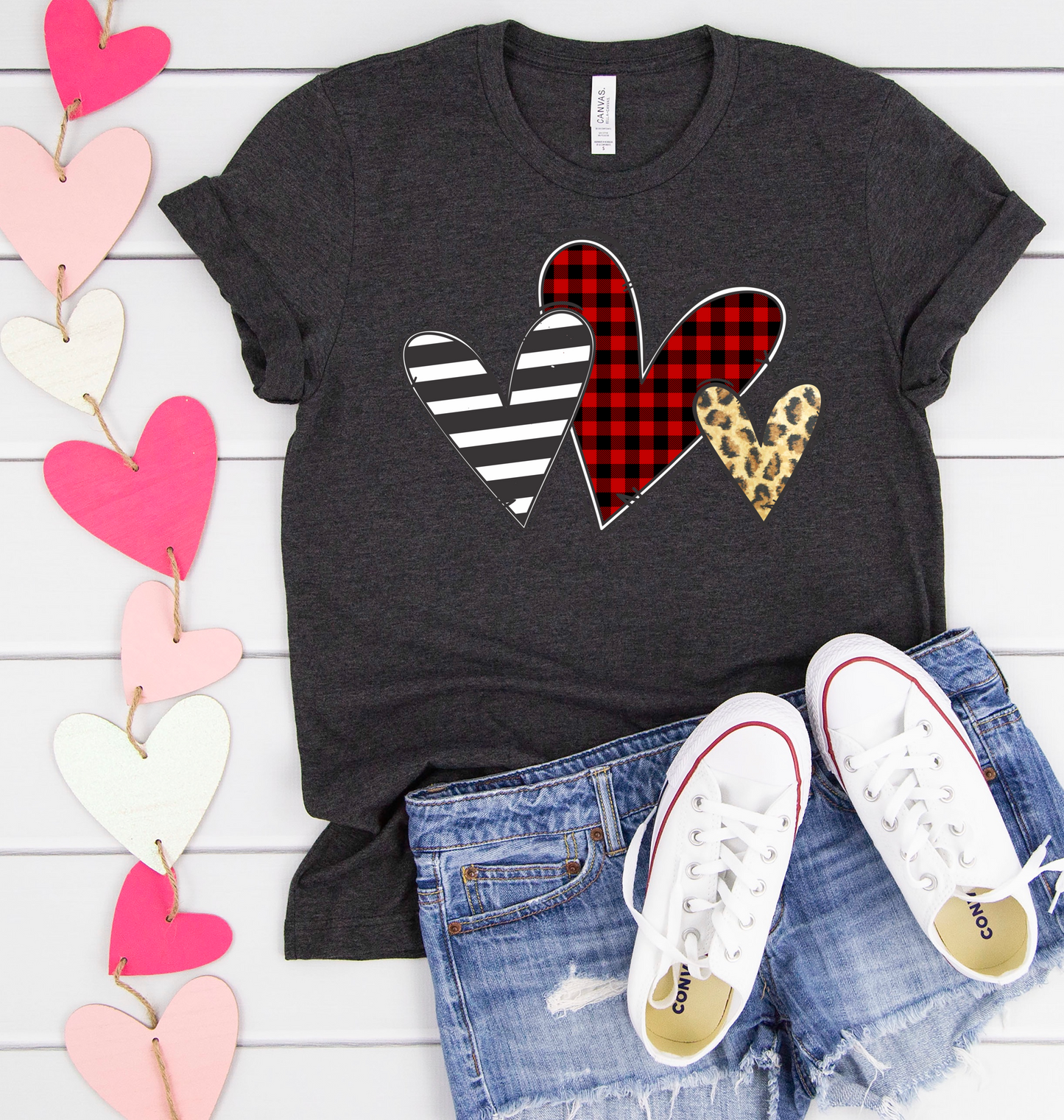 Hearts leopard buffalo plaid black and white stripe Valentines DTF TRANSFERPRINT TO ORDER
