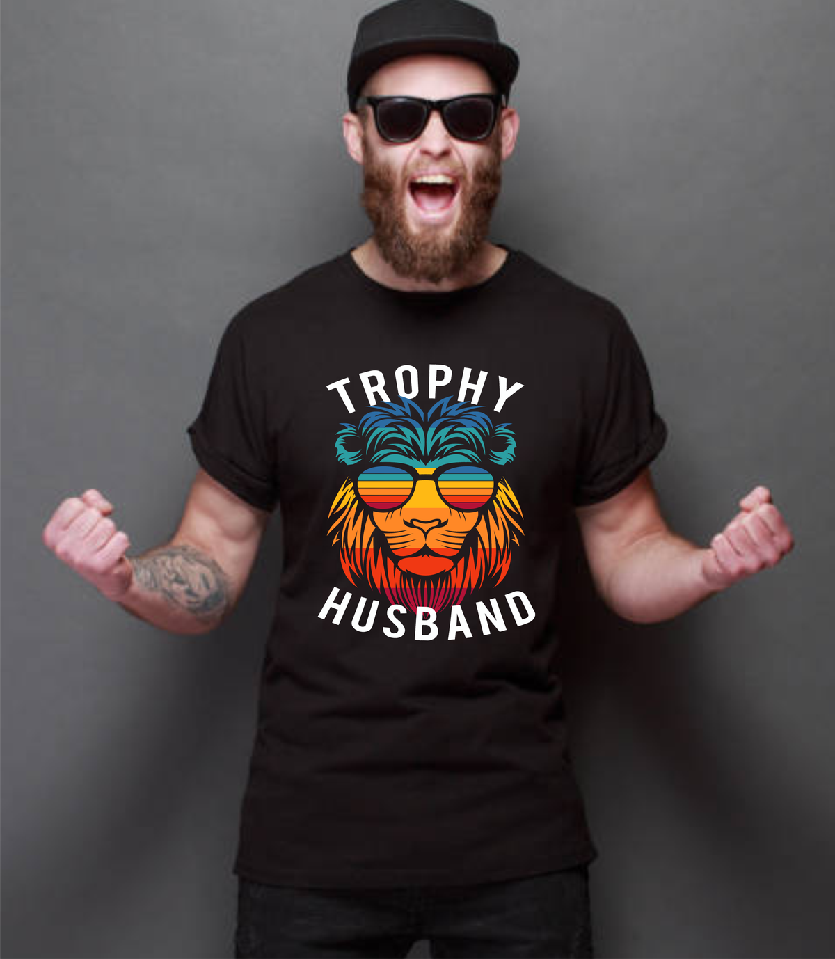 Trophy Husband Lion Dad Father  adult size 9.5x12.2 DTF TRANSFERPRINT TO ORDER
